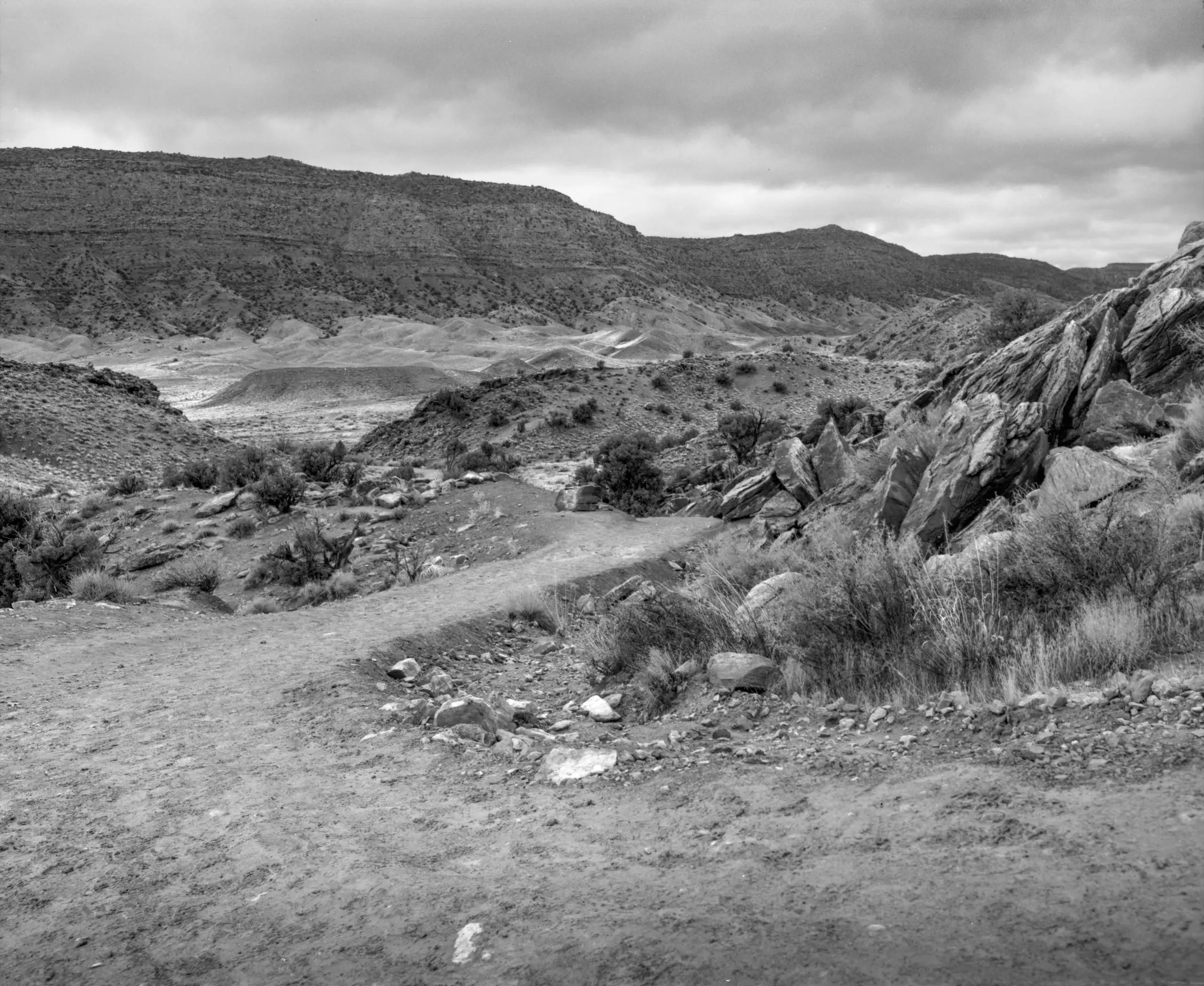 Sandstone arch on black and white film