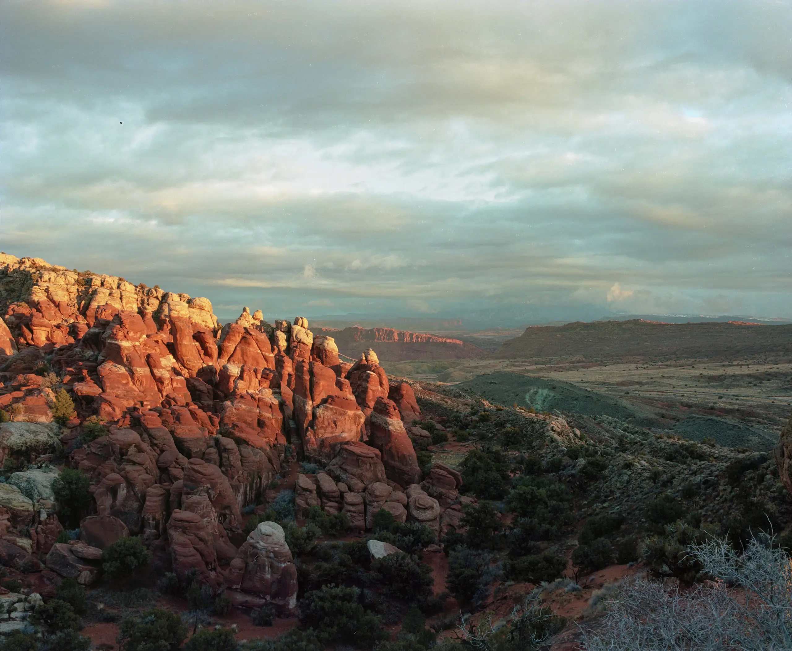 Desert rock formation on colour film