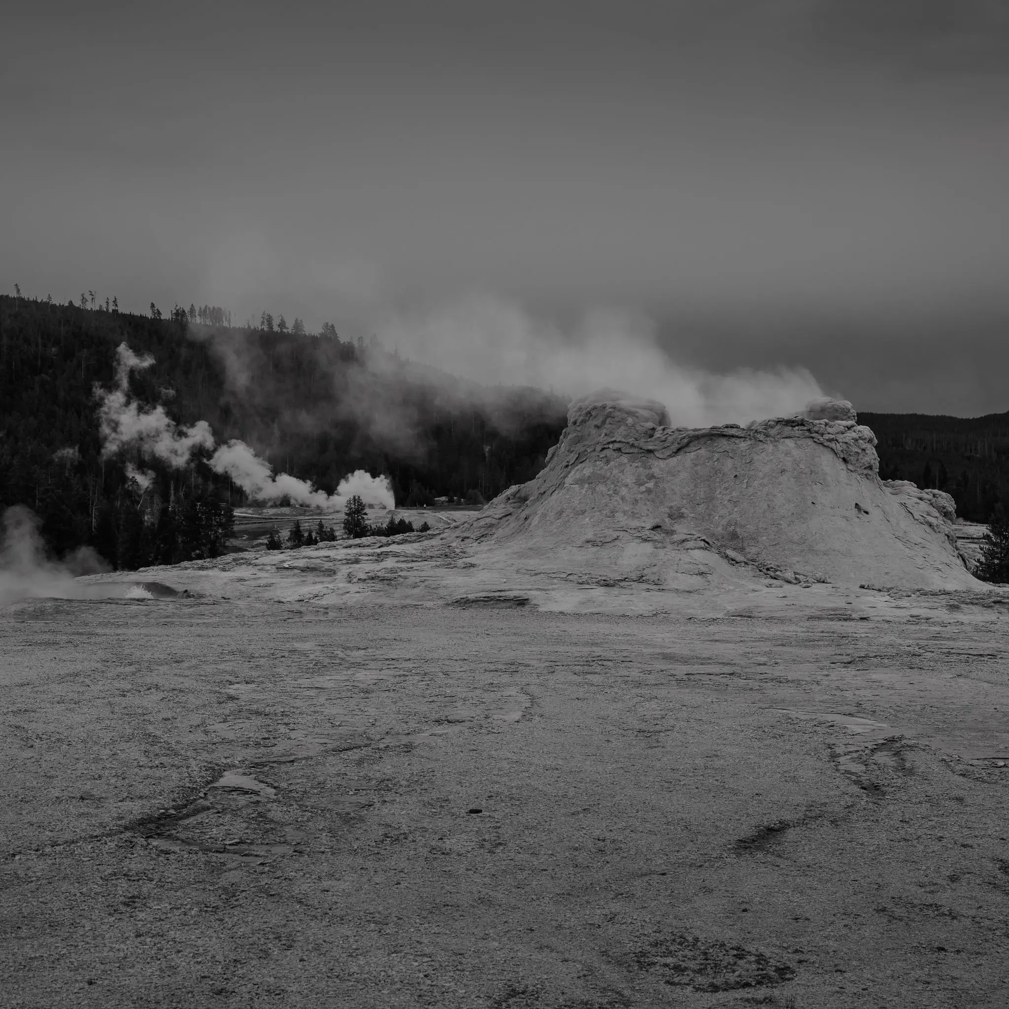 Black and white mountain landscape